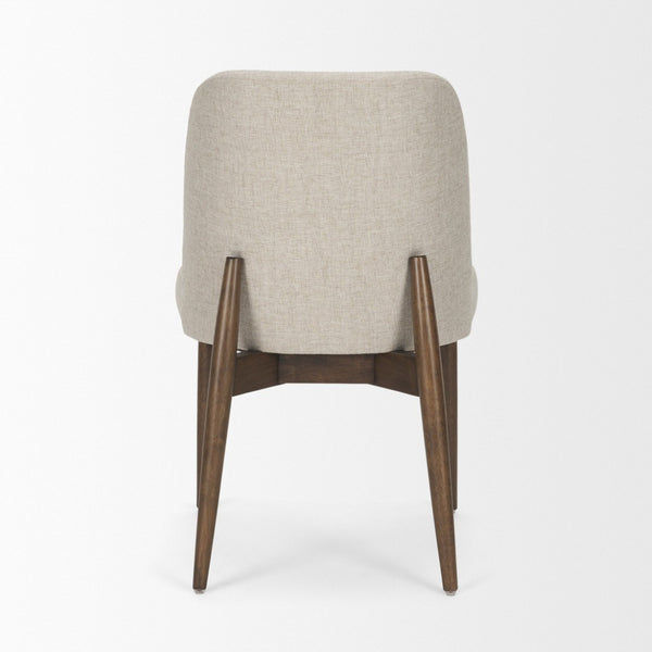 Mercana Abbie Curved Back Upholstered Dining Chair - Modern Armless Design for Stylish Spaces and Comfort Oatmeal Fabric | Dark Brown Wood 71246