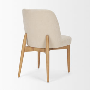Mercana Abbie Curved Back Upholstered Dining Chair - Modern Armless Design for Stylish Spaces and Comfort Oatmeal Fabric | Brown Wood 71247