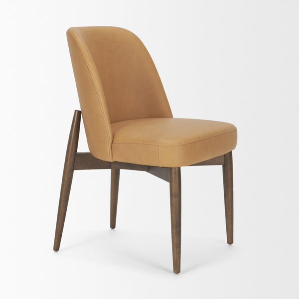Mercana Abbie Sculpted Modern Dining Side Chair with Curved Back and Tapered Legs for Elegant Comfort 71248