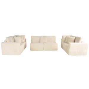 English Elm 135.5" Beige Corduroy U-shaped Sectional Six-seater with Reversible Chaise for Living Rooms W3276S00019