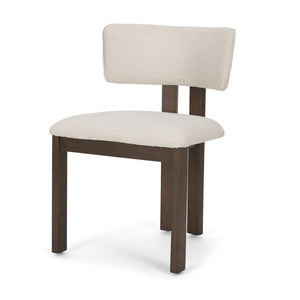 Mercana Soho Curved Open Back Chenille Tripod Dining Chair - Stylish Comfort for Modern Spaces Today! Cream Fabric | Dark Brown Wood 71249