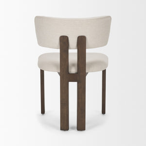 Mercana Soho Curved Open Back Chenille Tripod Dining Chair - Stylish Comfort for Modern Spaces Today! Cream Fabric | Dark Brown Wood 71249