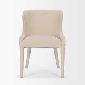 Mercana Nolan Elegant Chenille Dining Chair - Sculptural Comfort, Versatile Design, No Assembly Required Cream Fabric | Wrapped Fabric Legs 71251