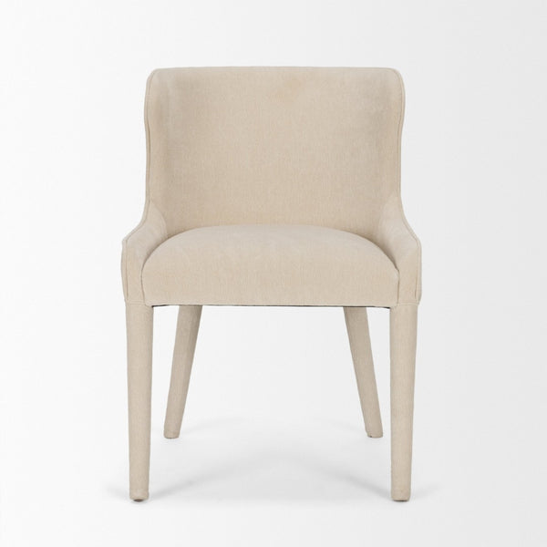 Mercana Nolan Elegant Chenille Dining Chair - Sculptural Comfort, Versatile Design, No Assembly Required Cream Fabric | Wrapped Fabric Legs 71251