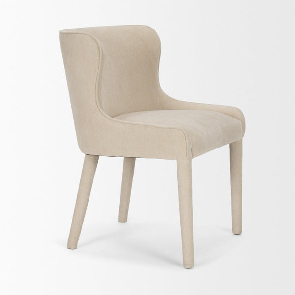 Mercana Nolan Elegant Chenille Dining Chair - Sculptural Comfort, Versatile Design, No Assembly Required Cream Fabric | Wrapped Fabric Legs 71251
