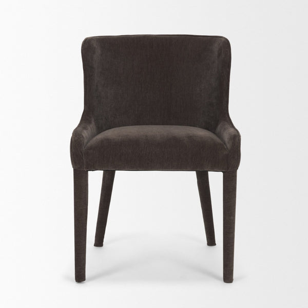 Mercana Nolan Elegant Chenille Dining Chair - Sculptural Comfort, Versatile Design, No Assembly Required Charcoal Fabric | Wrapped Fabric Legs 71252