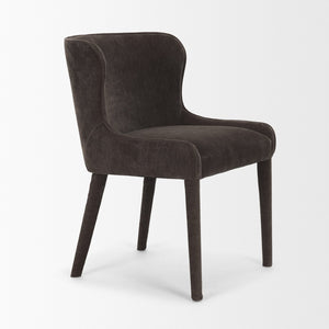 Mercana Nolan Elegant Chenille Dining Chair - Sculptural Comfort, Versatile Design, No Assembly Required Charcoal Fabric | Wrapped Fabric Legs 71252