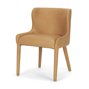 Mercana Nolan Slope Dining Chair - Sculptural Full-Grain Leather with Solid Wood Frame for Timeless Elegance 71253