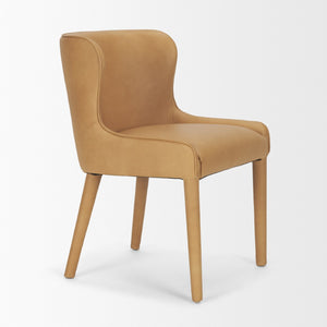 Mercana Nolan Slope Dining Chair - Sculptural Full-Grain Leather with Solid Wood Frame for Timeless Elegance 71253