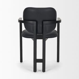 Mercana Carlisle Elegant Tan Leather Dining Armchair with Curved Back and Solid Wood Frame for Comfort Black Leather | Black Wood 71257