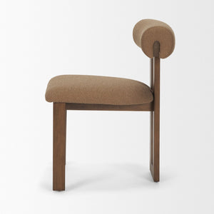 Mercana Tribeca Curved Open Back Dining Chair in Mocha Fabric - Elegant Tripod Frame for Timeless Appeal Brown Fabric | Brown Wood 71258