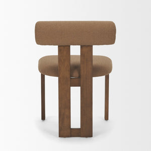 Mercana Tribeca Curved Open Back Dining Chair in Mocha Fabric - Elegant Tripod Frame for Timeless Appeal Brown Fabric | Brown Wood 71258
