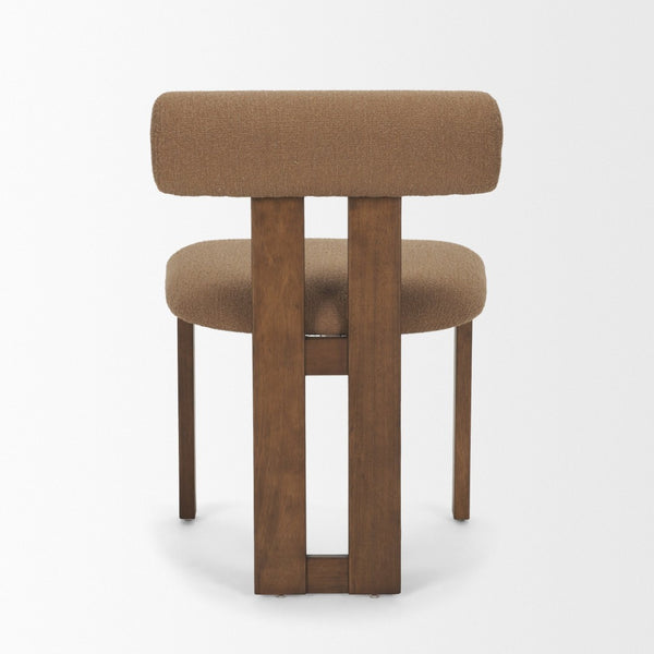 Mercana Tribeca Curved Open Back Dining Chair in Mocha Fabric - Elegant Tripod Frame for Timeless Appeal Brown Fabric | Brown Wood 71258