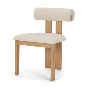 Mercana Tribeca Curved Open Back Dining Chair in Mocha Fabric - Elegant Tripod Frame for Timeless Appeal Cream Fabric | Brown Wood 71259