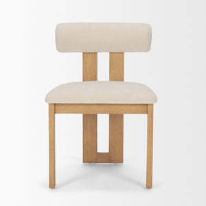 Mercana Tribeca Curved Open Back Dining Chair in Mocha Fabric - Elegant Tripod Frame for Timeless Appeal Cream Fabric | Brown Wood 71259