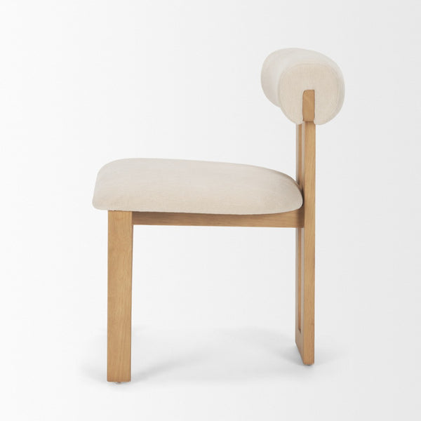 Mercana Tribeca Curved Open Back Dining Chair in Mocha Fabric - Elegant Tripod Frame for Timeless Appeal Cream Fabric | Brown Wood 71259