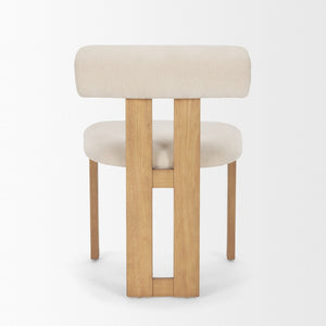 Mercana Tribeca Curved Open Back Dining Chair in Mocha Fabric - Elegant Tripod Frame for Timeless Appeal Cream Fabric | Brown Wood 71259