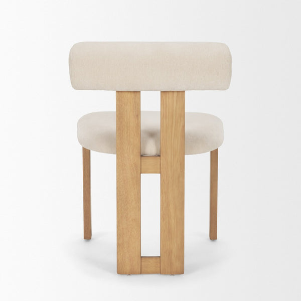 Mercana Tribeca Curved Open Back Dining Chair in Mocha Fabric - Elegant Tripod Frame for Timeless Appeal Cream Fabric | Brown Wood 71259
