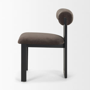 Mercana Tribeca Curved Open Back Dining Chair in Mocha Fabric - Elegant Tripod Frame for Timeless Appeal Charcoal Chenille | Black Wood 71260