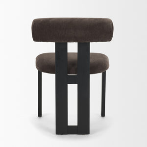 Mercana Tribeca Curved Open Back Dining Chair in Mocha Fabric - Elegant Tripod Frame for Timeless Appeal Charcoal Chenille | Black Wood 71260