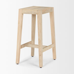 Mercana Colony Modern Farmhouse Stool - Solid Mango Wood Design for Kitchen Islands & Casual Dining Spaces Light Brown | Counter 71131