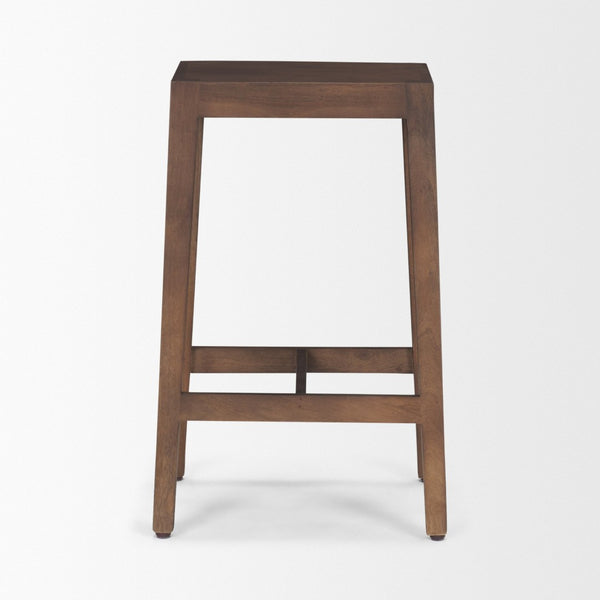Mercana Colony Solid Wood Stool - Elegant Design for Kitchen, Bar, and Dining Areas with Compact Comfort Medium Dark Brown | Counter 71132