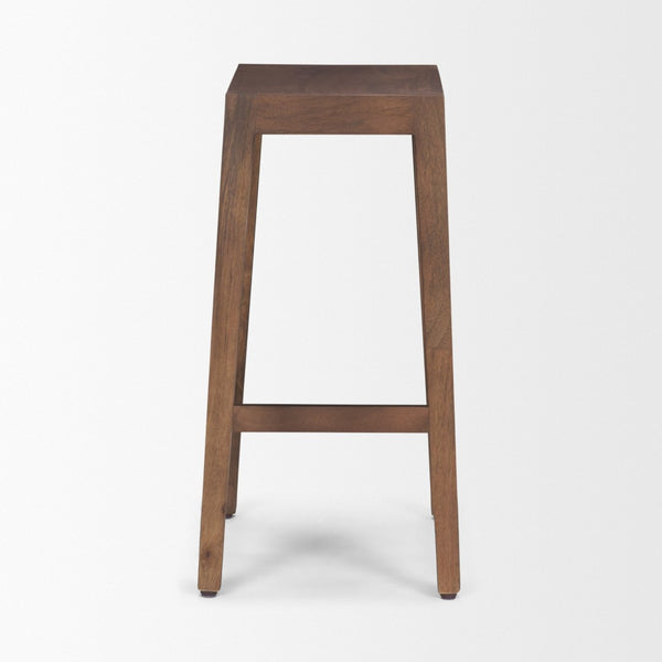 Mercana Colony Solid Wood Stool - Elegant Design for Kitchen, Bar, and Dining Areas with Compact Comfort Medium Dark Brown | Counter 71132
