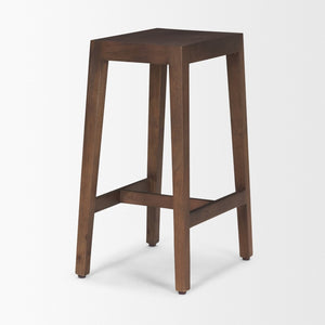 Mercana Colony Solid Wood Stool - Elegant Design for Kitchen, Bar, and Dining Areas with Compact Comfort Medium Dark Brown | Counter 71132