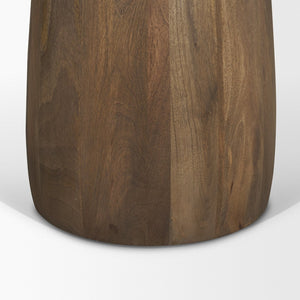 Mercana Allyson Round Bistro Table with Elegant Pink Marble Top and Solid Brown Wood Base for Cozy Dining 71134-AB