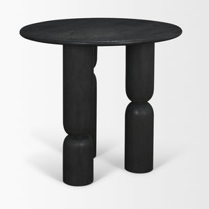 Mercana Sonel Foyer Table - Sculptural Acacia Wood Pedestal with Geometric Elegance for Modern Spaces Matte Black | Wood 71138-AB