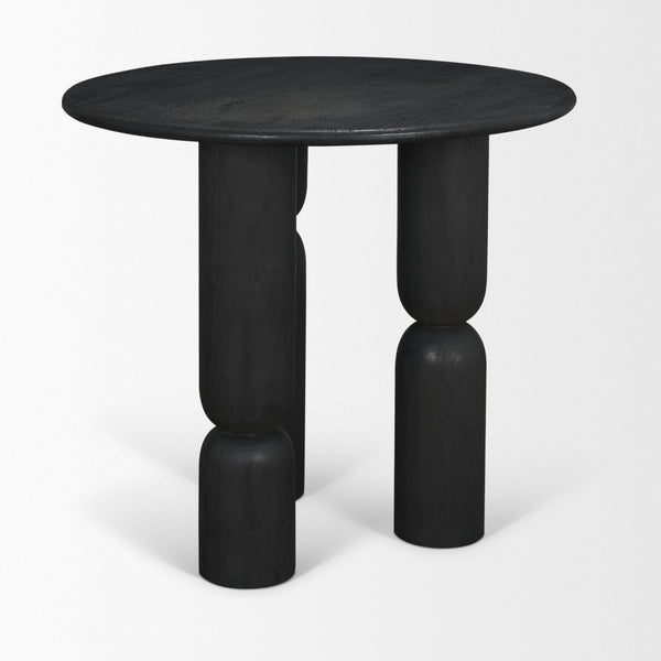 Mercana Sonel Foyer Table - Sculptural Acacia Wood Pedestal with Geometric Elegance for Modern Spaces Matte Black | Wood 71138-AB