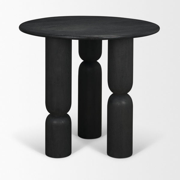 Mercana Sonel Foyer Table - Sculptural Acacia Wood Pedestal with Geometric Elegance for Modern Spaces Matte Black | Wood 71138-AB