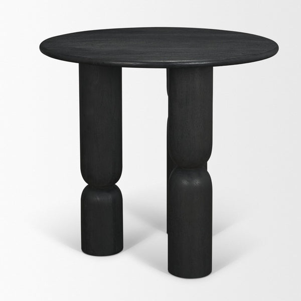 Mercana Sonel Foyer Table - Sculptural Acacia Wood Pedestal with Geometric Elegance for Modern Spaces Matte Black | Wood 71138-AB