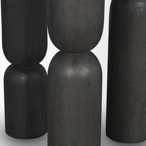 Mercana Sonel Foyer Table - Sculptural Acacia Wood Pedestal with Geometric Elegance for Modern Spaces Matte Black | Wood 71138-AB