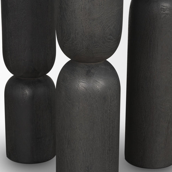 Mercana Sonel Foyer Table - Sculptural Acacia Wood Pedestal with Geometric Elegance for Modern Spaces Matte Black | Wood 71138-AB