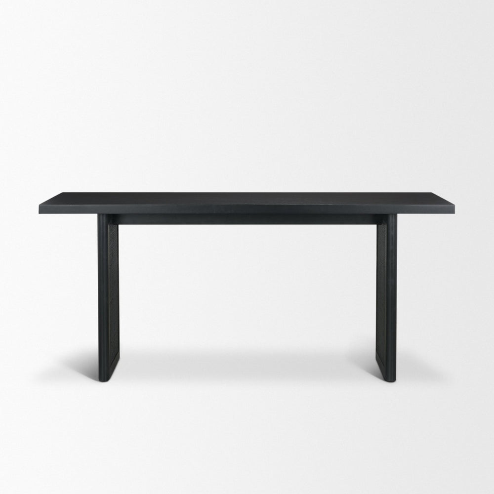 Mercana Grier Console Table: Stylish Solid Wood with Cane Panels for Modern and Rustic Living Spaces Black Wood | Black Cane 71142