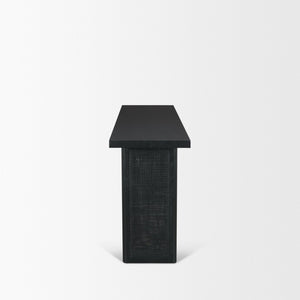 Mercana Grier Console Table: Stylish Solid Wood with Cane Panels for Modern and Rustic Living Spaces Black Wood | Black Cane 71142