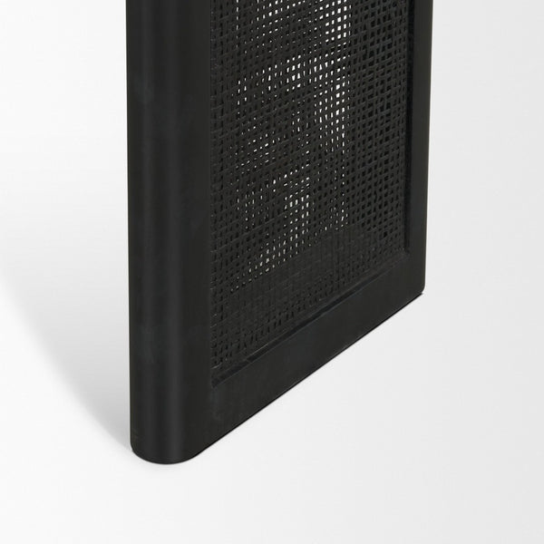 Mercana Grier Console Table: Stylish Solid Wood with Cane Panels for Modern and Rustic Living Spaces Black Wood | Black Cane 71142