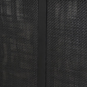 Mercana Grier Dining Table - Elegant Solid Mango Wood with Cane Detailing for Modern and Transitional Spaces 84" Black Wood Top | Black Wood/Cane Legs 71144