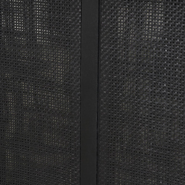 Mercana Grier Dining Table - Elegant Solid Mango Wood with Cane Detailing for Modern and Transitional Spaces 84" Black Wood Top | Black Wood/Cane Legs 71144