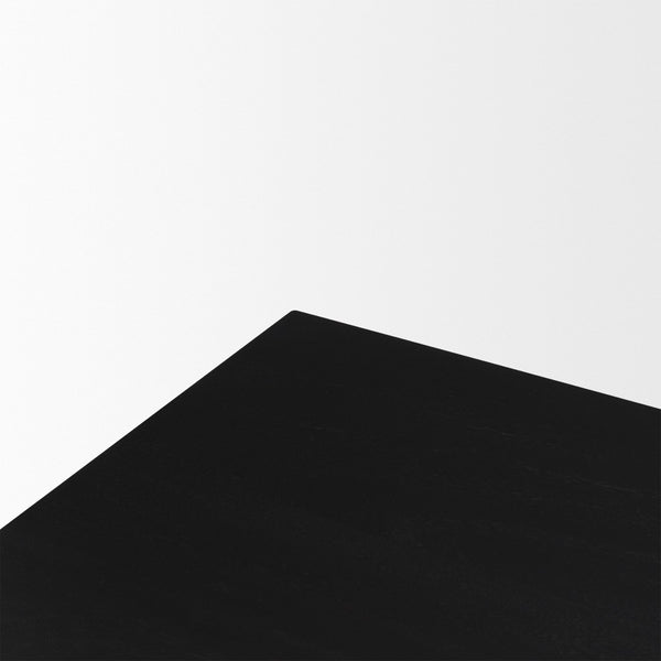 Mercana Grier 60" Solid Mango Wood Office Desk with Elegant Cane Drawer Fronts for Stylish Workspaces Black Wood | Black Cane | Brass 71145