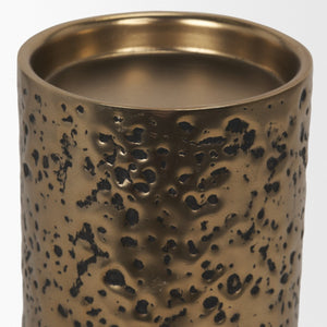 Mercana Akira Hammered Gold Metal Pillar Candle Holder - Elegant Home Décor Accent for Warm Ambiance Antique Gold | Small 71148
