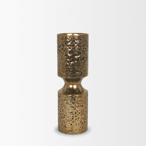 Mercana Akira Hammered Gold Metal Pillar Candle Holder - Elegant Home Décor Accent for Warm Ambiance Antique Gold | Large 71149