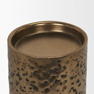 Mercana Akira Hammered Gold Metal Pillar Candle Holder - Elegant Home Décor Accent for Warm Ambiance Antique Gold | Large 71149