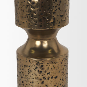 Mercana Akira Hammered Gold Metal Pillar Candle Holder - Elegant Home Décor Accent for Warm Ambiance Antique Gold | Large 71149