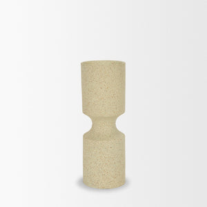Mercana Akira Small Textured Metal Pillar Candle Holder – Elevate Your Space with Modern Organic Design Beige | Small 71150