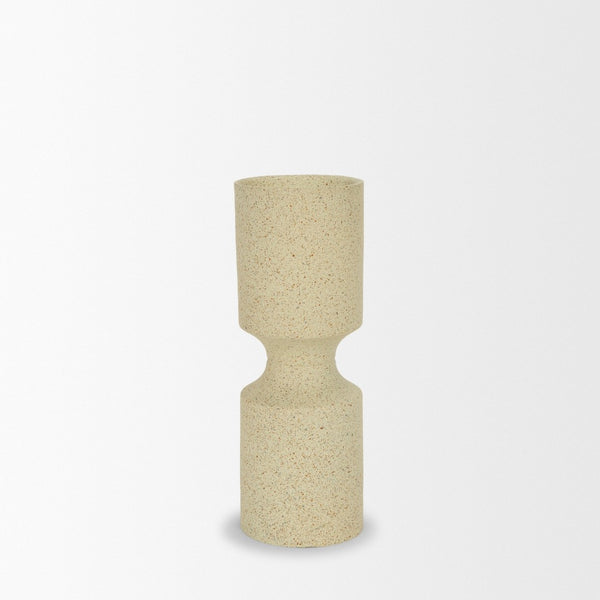 Mercana Akira Small Textured Metal Pillar Candle Holder – Elevate Your Space with Modern Organic Design Beige | Small 71150