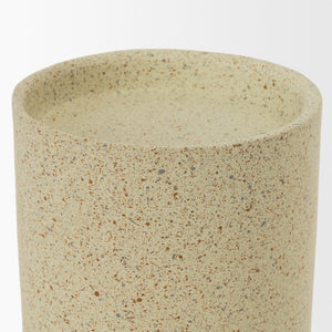 Mercana Akira Small Textured Metal Pillar Candle Holder – Elevate Your Space with Modern Organic Design Beige | Small 71150