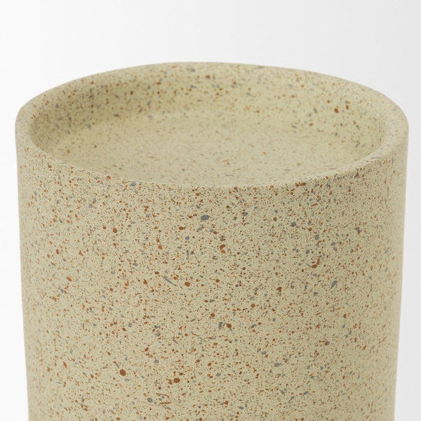 Mercana Akira Small Textured Metal Pillar Candle Holder – Elevate Your Space with Modern Organic Design Beige | Small 71150