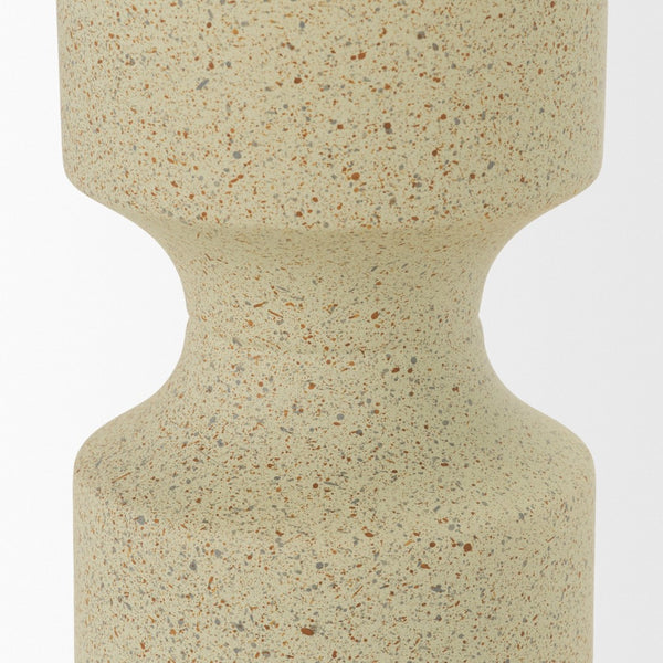 Mercana Akira Small Textured Metal Pillar Candle Holder – Elevate Your Space with Modern Organic Design Beige | Small 71150